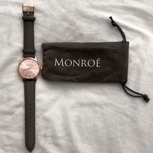 NWT Rose Gold & Charcoal Leather Women’s Watch